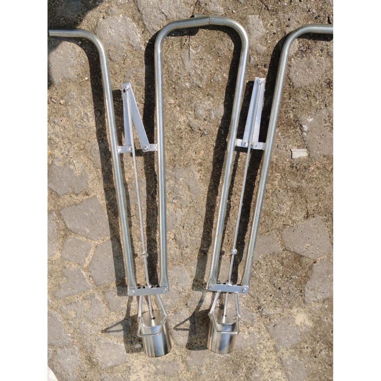 地膜打孔器种植种瓜定距尺移栽器打洞器取土器双杆栽苗器不锈钢 - 图0