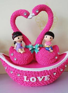 结婚礼物创意实用家居客厅装饰品情侣新婚天鹅现代工艺礼品小摆件