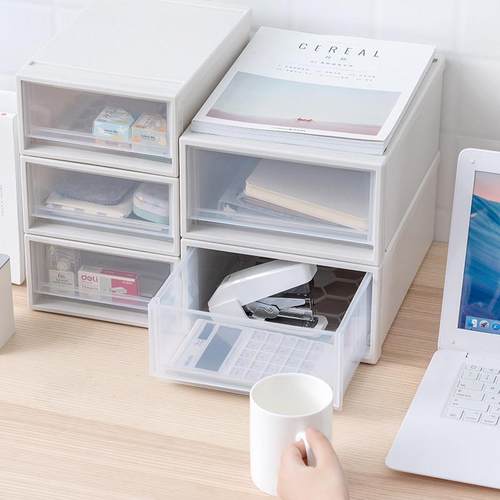 jeko书桌办公桌面收纳柜抽屉式办公室用品文件盒塑料整理箱架子桌 - 图0
