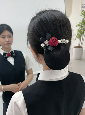 职业头花女网兜银行工作领结套装