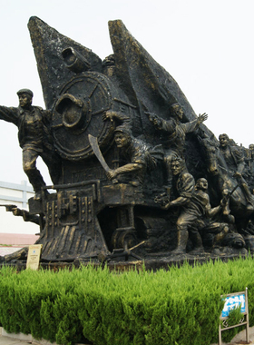 船站人物铸铜纪念意义玻璃钢景区场景大型室内雕塑艺术定制摆件