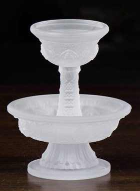 尼泊尔修行杯琉璃护法杯西藏家用八吉祥浮雕 大小号琥珀古法供杯