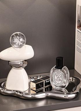 时来运转钥匙收纳摆件轻奢高档玄关入户进门口首饰手饰托 托盘装