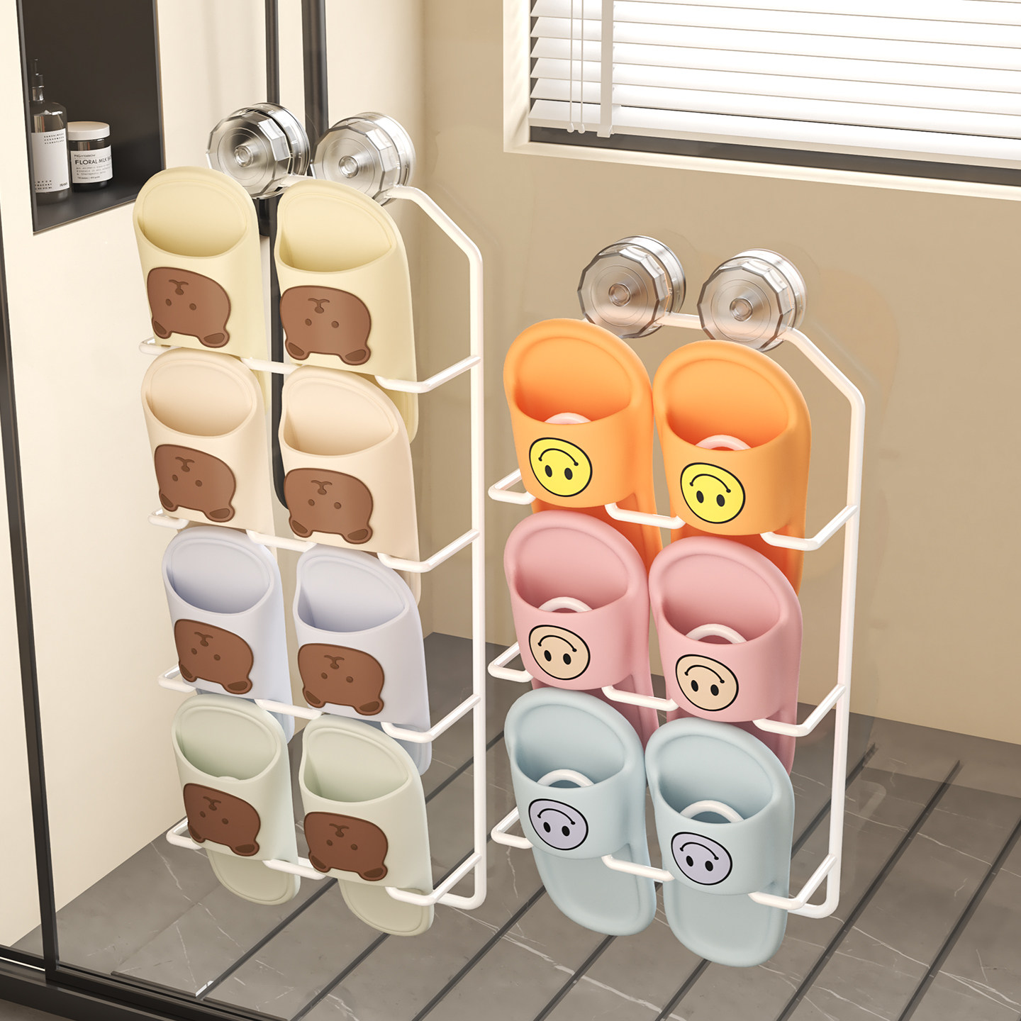 浴室拖鞋架免打孔壁挂式卫生间厕所墙壁门后沥水叠放鞋子架置物架,淘宝优惠券,粉丝福利购,淘宝优惠卷