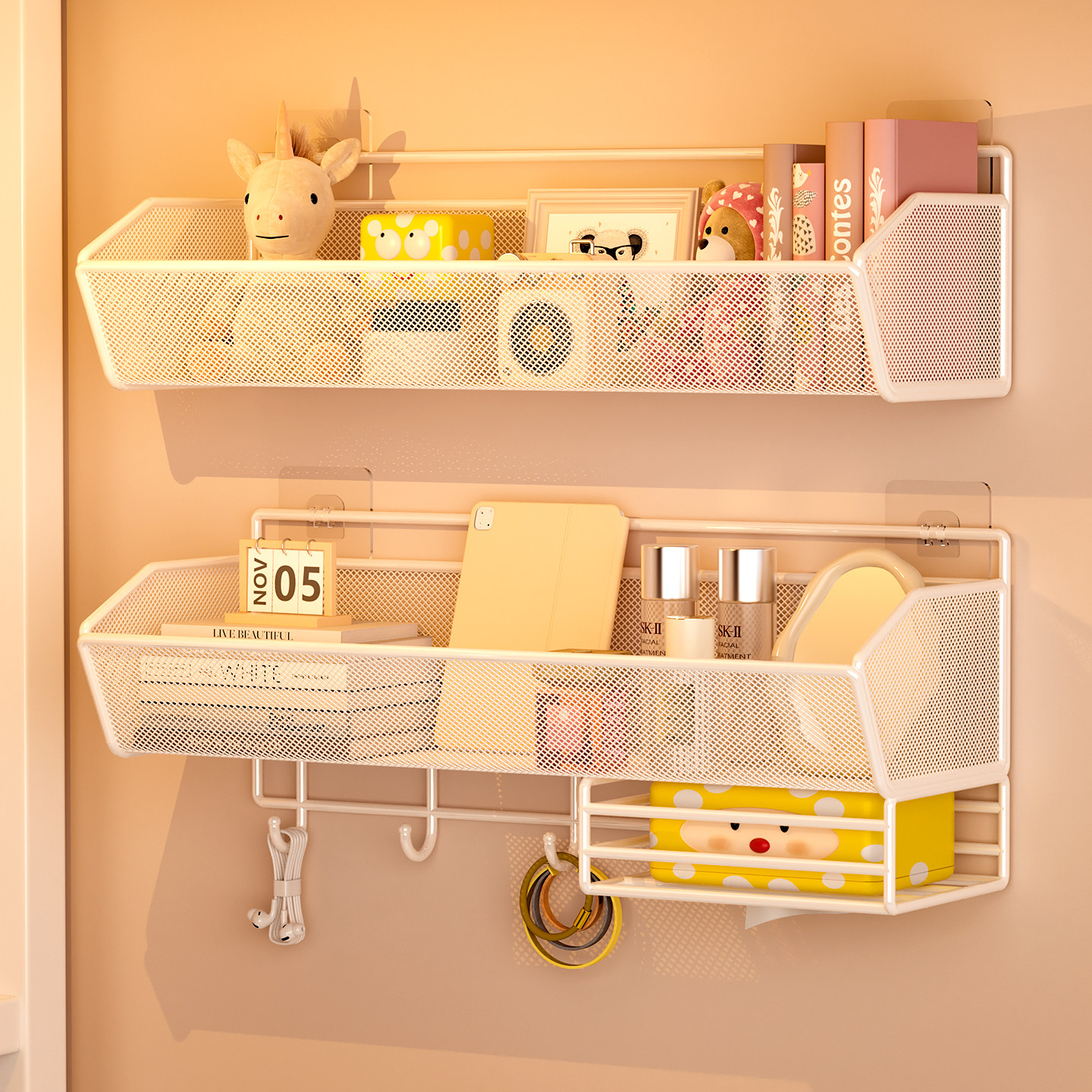 免打孔墙上置物架大学生宿舍好物寝室床上床头挂篮放纸巾收纳神器,淘宝优惠券,粉丝福利购,淘宝优惠卷