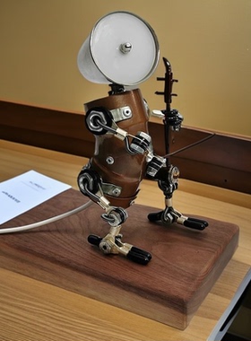 工业风 蒸气朋克 手工机器人桌面摆件装饰 大提琴小提琴乐器