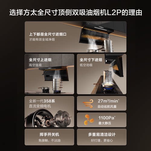 [新品]方太L2P顶侧双吸抽吸油烟机家用厨房变频大吸力官方旗舰店 - 图0