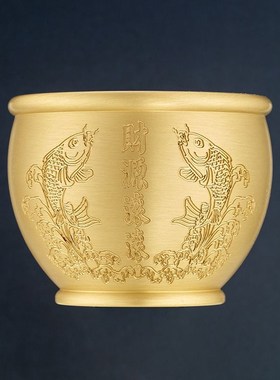 纯铜百福缸聚宝盆摆件招财进宝缸黄铜客厅桌面装饰品开业乔迁送礼