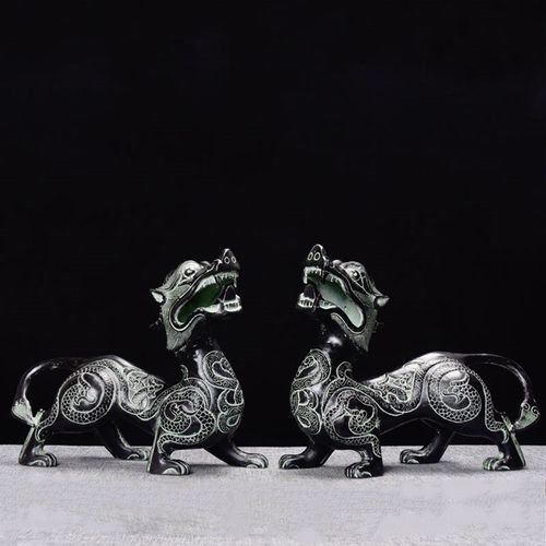 貔貅摆件仿古青铜器怪兽桌面室内文玩古玩复古工艺品装饰定制 - 图0