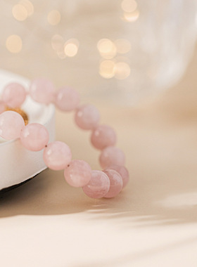 8mm天然粉晶手串 马达加斯加粉水晶手链简约小清新单圈手饰