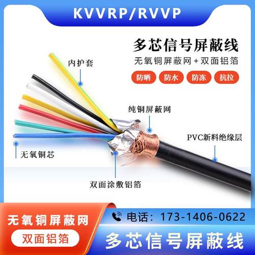 KVVRP/RVVP信号屏蔽线电缆2 4 16 20 12 芯0.3/0.5/2.5平方抗干扰 - 图0