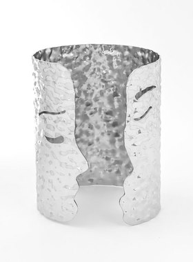 欧美跨境复古金属时尚夸张质感手镯人脸不规则开口气质手饰