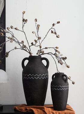 覆古怀旧陶瓷花瓶摆件家用家居客厅桌面插花花器软装饰品高级小众