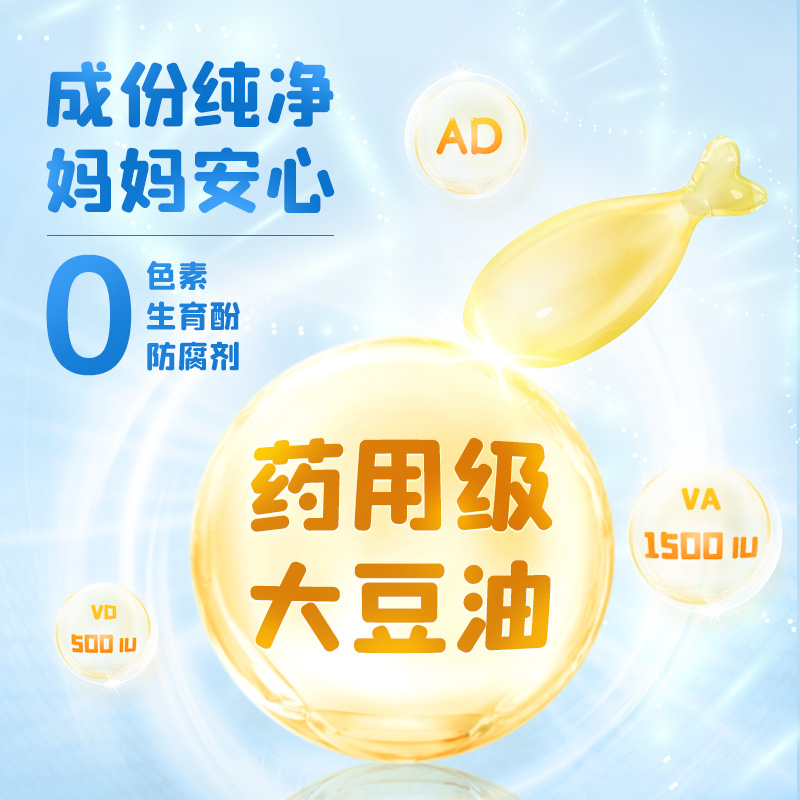 星鲨婴儿维生素AD0~1岁宝宝维A维D儿童婴幼儿维生素D3软胶囊36粒