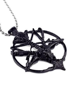 欧美饰品复古骷髅头潘神羊头项链圆形吊坠挂件女士秋冬毛衣链