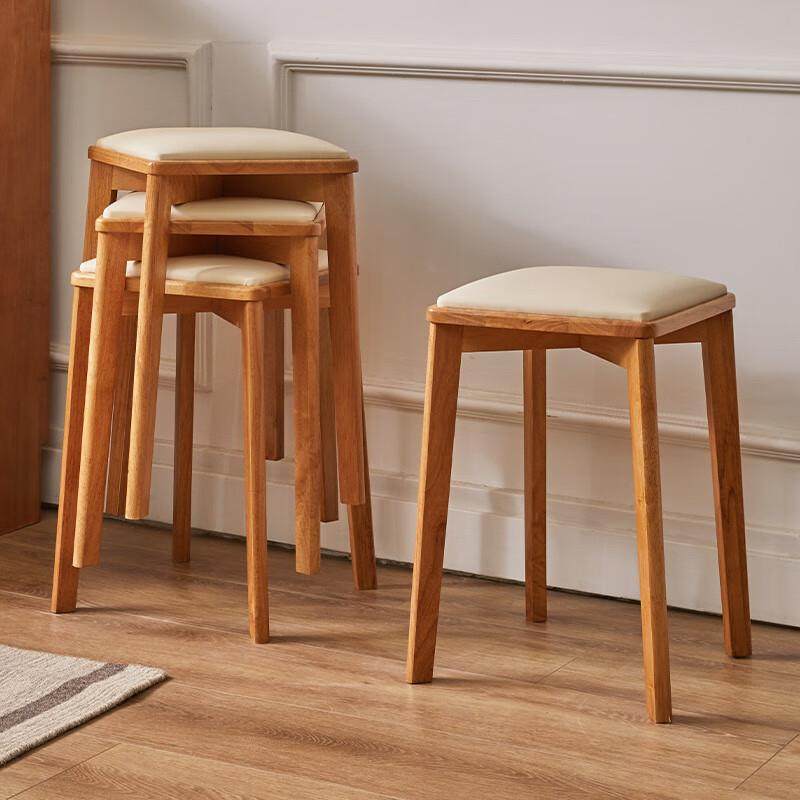 家逸实木凳子餐椅可叠放椅子软包方凳高凳板凳餐桌凳家用软包凳,淘宝优惠券,粉丝福利购,淘宝优惠卷