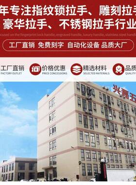 新中式轻奢大门拉手复古刻字铝合金古铜色雕刻木门玻璃门把手