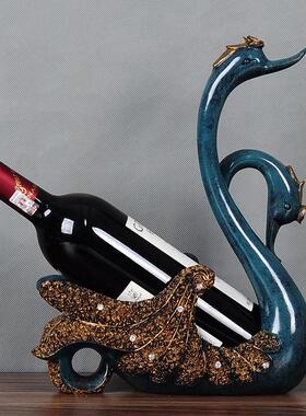 欧式天鹅红酒架装饰品摆件创意简约家居酒柜客厅玄关乔迁新居礼物