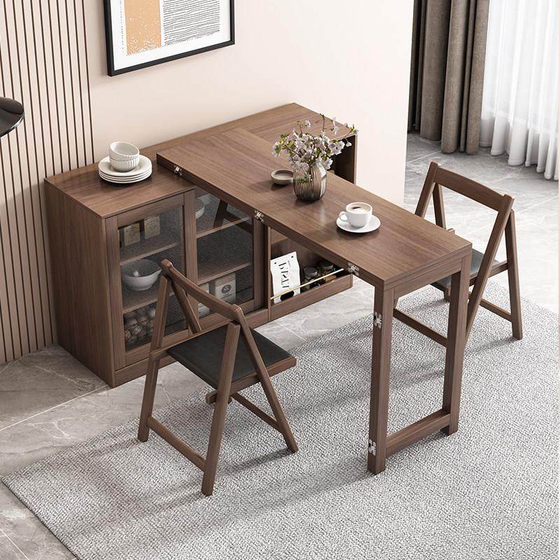 北欧现代简约轻奢家用小户型伸缩餐桌餐边柜一体储物靠墙折叠桌子,淘宝优惠券,粉丝福利购,淘宝优惠卷