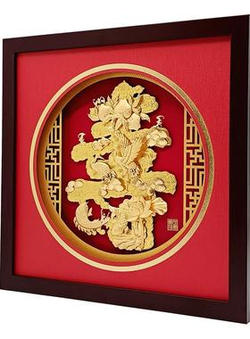 祝寿贺寿大寿字金箔画松鹤寿桃摆件爷爷奶奶80大寿辰礼品生日贺礼