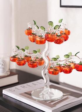 艺术琉璃柿子树摆件现代事事如意别墅客厅酒柜玄关乔迁送礼装饰品