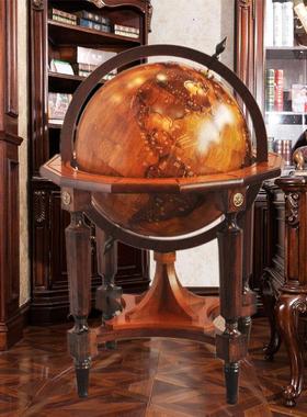 博通 50CM立体浮雕实木地球仪 宾馆酒店客厅大堂落地摆件家居礼品