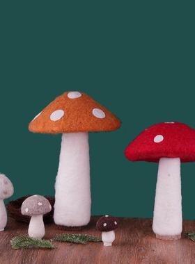森野家居风童话黄红大蘑菇儿童摄影道具毛毡家居展厅装饰艺术摆件