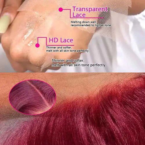 30 Inch Burgundy Body Wave Human Hair Wigs 13x4 HD Lace Fro - 图0