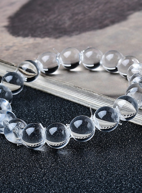 2025新款天然白水晶泡泡珠手链纯净单圈牛鼻孔百搭男女百福手饰