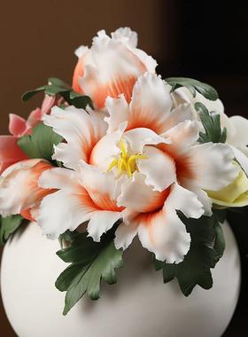 东方泥土 高档陶瓷花摆件 家居客厅电视柜装饰乔迁礼品/百花齐放