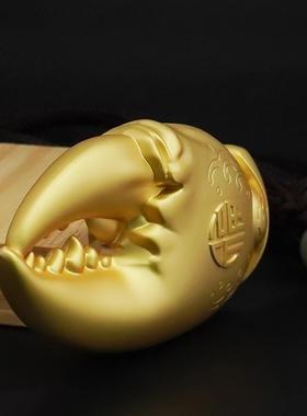 手里有钱螃蟹钳子把玩手把件实心铜礼品招财横财挂件桌面摆件