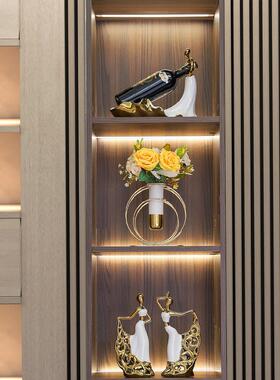 红酒架收纳摆件轻奢高档家用大气创意酒柜餐边柜装饰品舞女艺术品