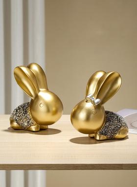 简约现代轻奢兔子摆件高档家居卧室客厅酒柜装饰品电视柜玄关摆设