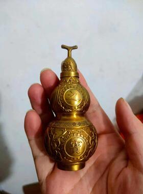 铜葫芦摆件镇宅客厅玄关招财摆设床头朝西夫妻横梁天斩书房办公室