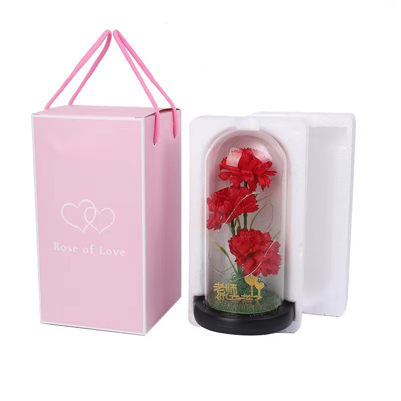 永生花玻璃灯罩康乃馨礼盒 教师节 七夕节礼物 送老师 送女友花束