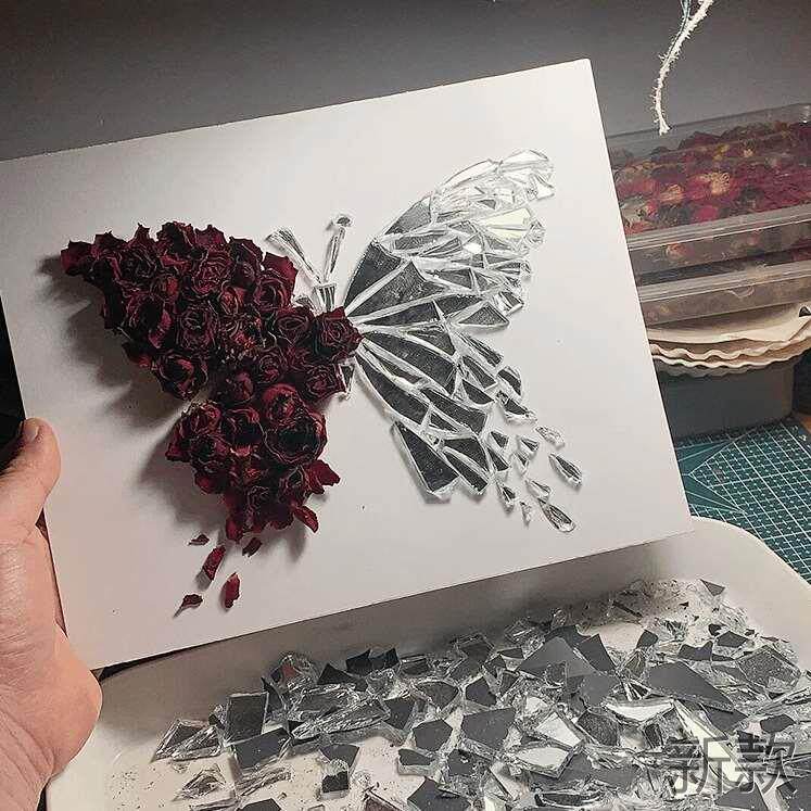 蝴蝶玫瑰花元素diy破镜手工重圆分手礼物情侣女生送男朋友高新款
