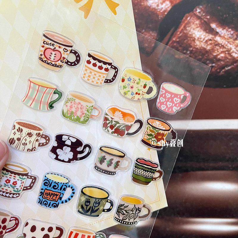 ins秋冬氛围美甲贴纸果冻贴手账装饰diy素材咖啡花花杯元素可爱风,淘宝优惠券,粉丝福利购,淘宝优惠卷