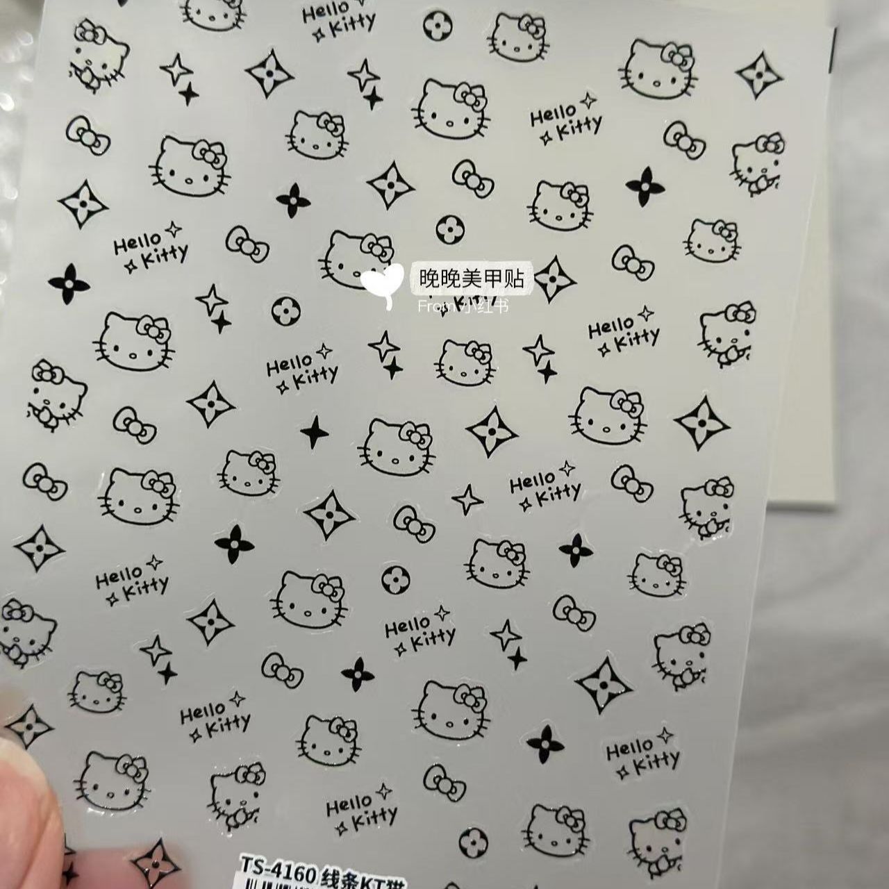 网红款KT可爱凯蒂猫咪美甲贴纸hellokitty薄韧diy平板电脑笔记本 - 图0