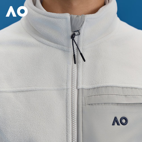 AO澳网秋冬新款立领百搭摇粒绒梭织运动马甲男网球高尔夫户外上衣 - 图2