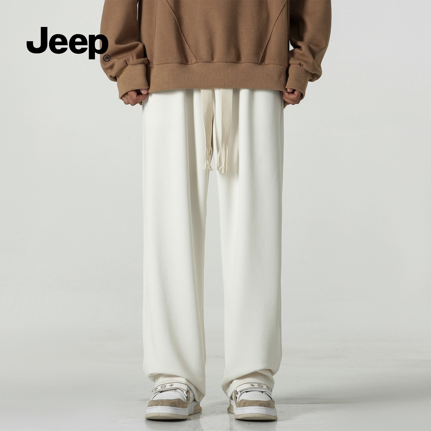 JEEP吉普潮牌针织运动卫裤男春秋2026新款直筒阔腿宽松休闲长裤子,淘宝优惠券,粉丝福利购,淘宝优惠卷