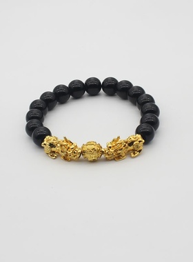 2025越南硬金沙金手链3D黑曜石珠景区特色礼品新款设计饰品赠好礼