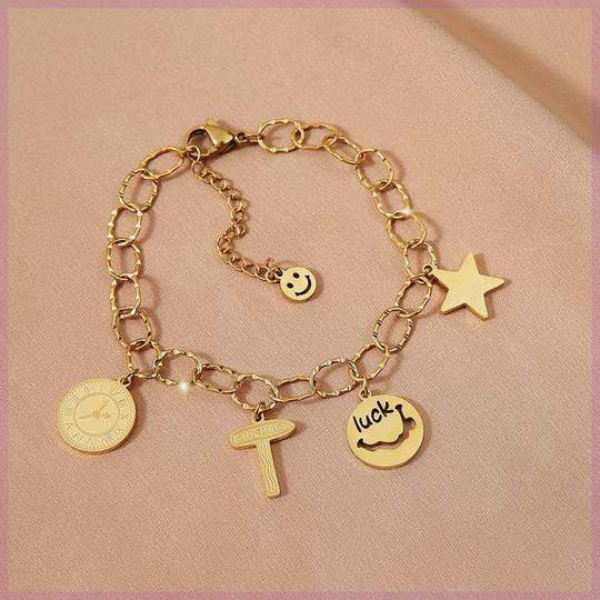 Gold color multilayer cross charm bracelet for women street