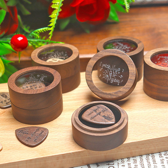 Juego de estuches para púas de guitarra de nogal