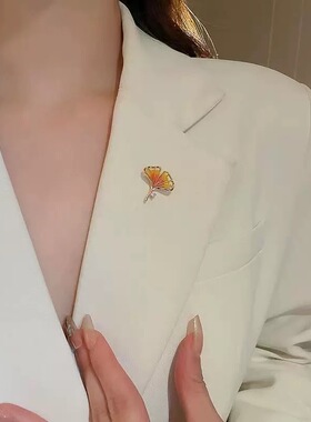 合金画油银杏叶红色枫叶胸花满钻胸针女别针感气质西服迎宾配饰