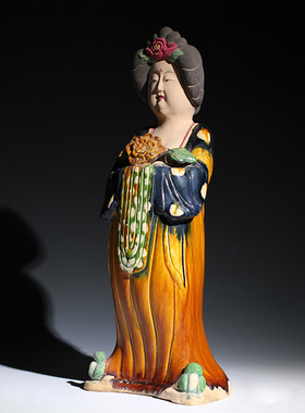 新品唐三彩仕女俑中式家居博古架摆设古典胖美女S陶瓷艺术品旅游