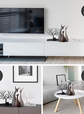 新品北欧轻奢装饰品小o摆件创意简约现代家居客厅酒柜摆设一家三