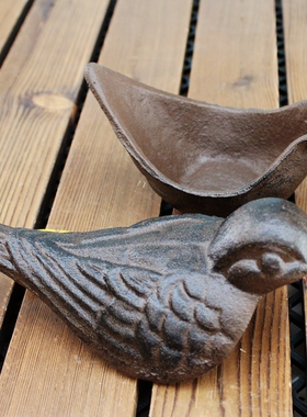 欧式创意铸铁储物罐铁艺小鸟钥匙盒收纳杂物盒家居桌面摆件装饰品