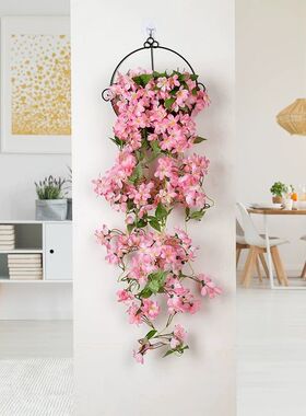 阳台墙面装饰品墙上绿植物室内客厅仿真迎春花藤条假花垂吊兰挂件