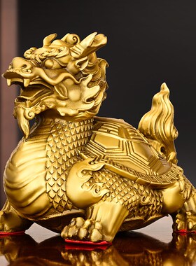 铜龙龟摆件纯铜八卦龙龟龙头龟客厅玄关办公室桌面装饰品霸下神兽