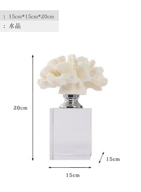 白色珊瑚透明水晶工艺品摆件现代简约轻奢样板房客厅卧室酒柜软装